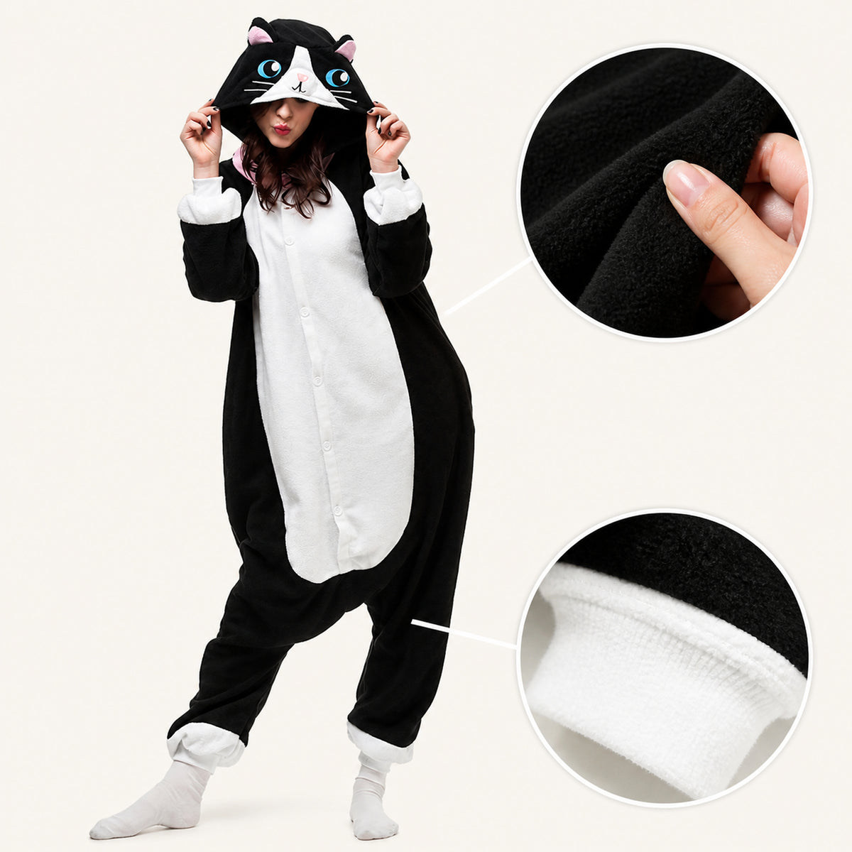 Black & White Cat Kigurumi Onesie