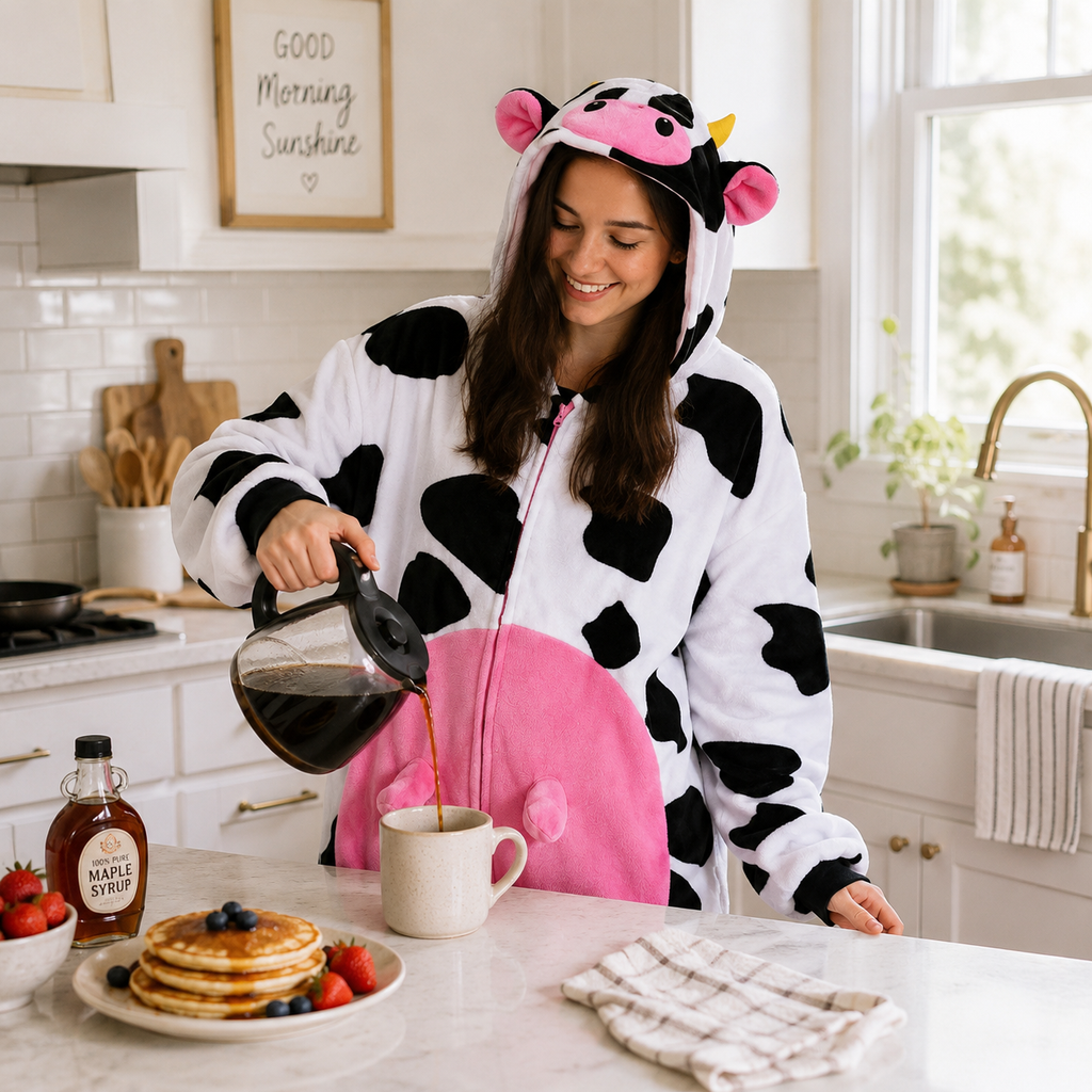 Colorful Cow Fleece Kigurumi Onesie