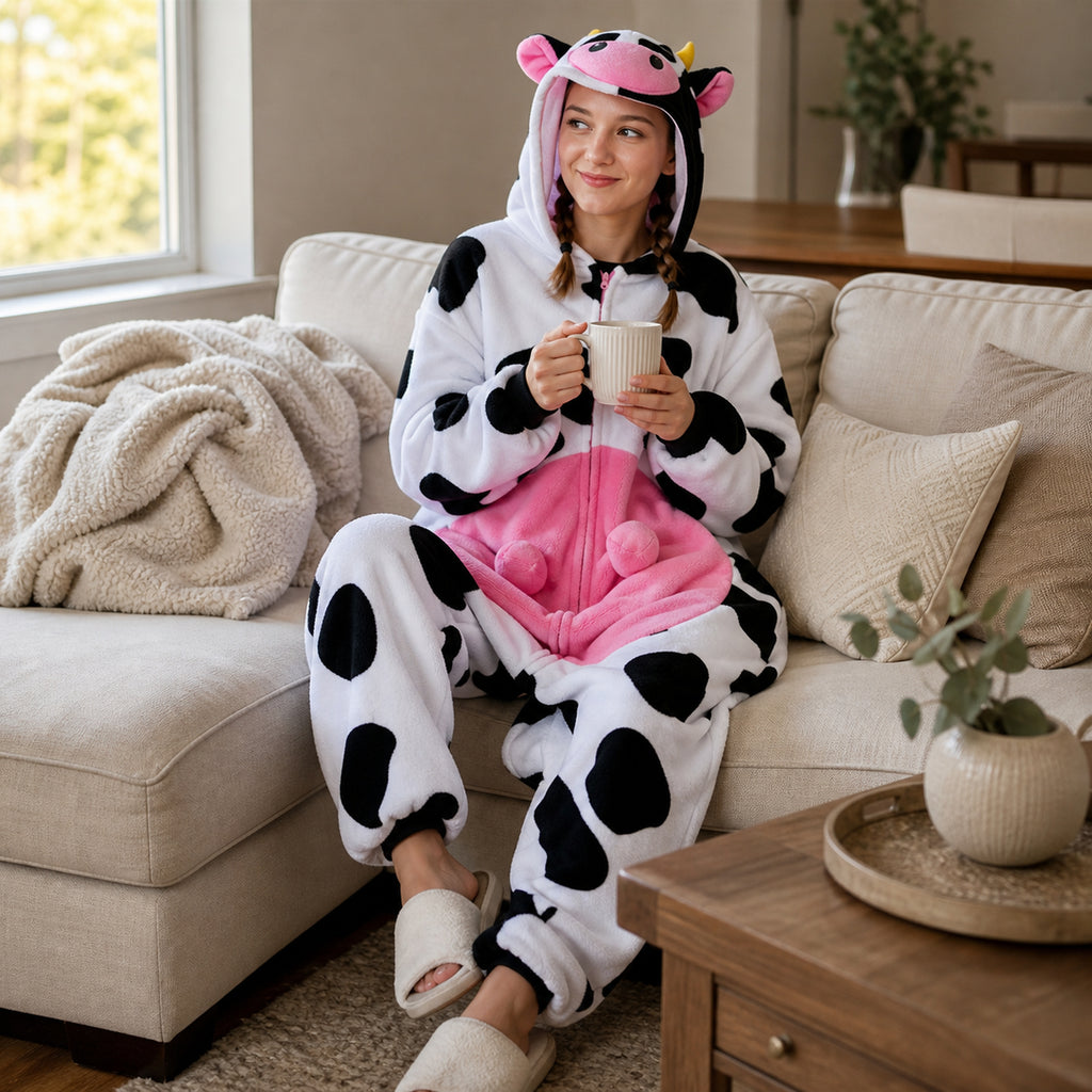 Colorful Cow Fleece Kigurumi Onesie