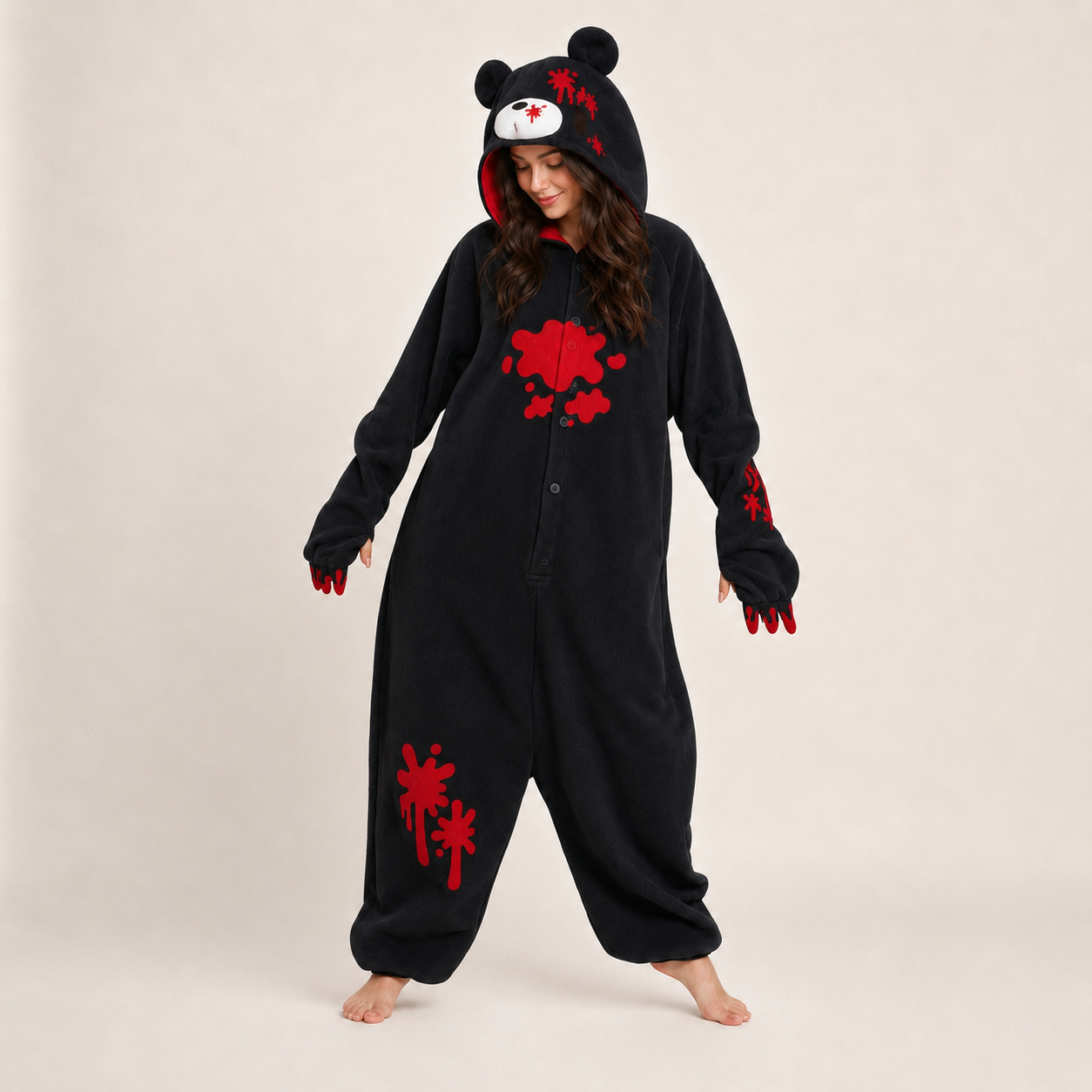 Pink Graphic Bear Kigurumi Onesie