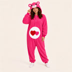 Model wearing the Heart Pink adult icon bear kigurumi