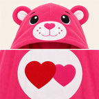 Close-up of the bear hood and heart belly icon