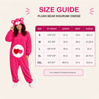 Adult icon bear kigurumi size guide for sizes S through XXL