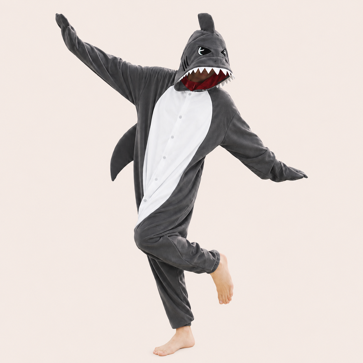 Charcoal Gray adult shark kigurumi onesie