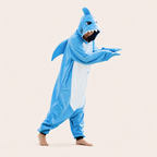 Ocean Blue shark kigurumi shown in a playful standing pose