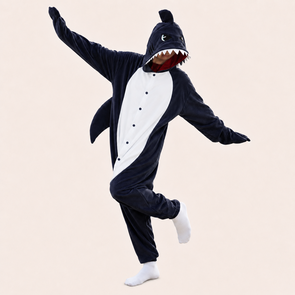 Midnight Navy adult shark kigurumi onesie