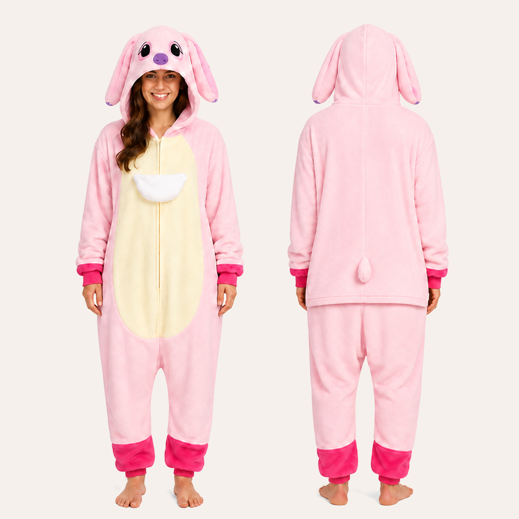 Angel Pink Puppy Kigurumi Onesie 02 front back