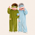 Olive Green and Powder Blue big mouth monster kigurumi onesies