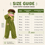 Big mouth monster kigurumi size guide for kids and adults