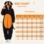 Black & Orange Hound Dog Kigurumi Onesie - size guide