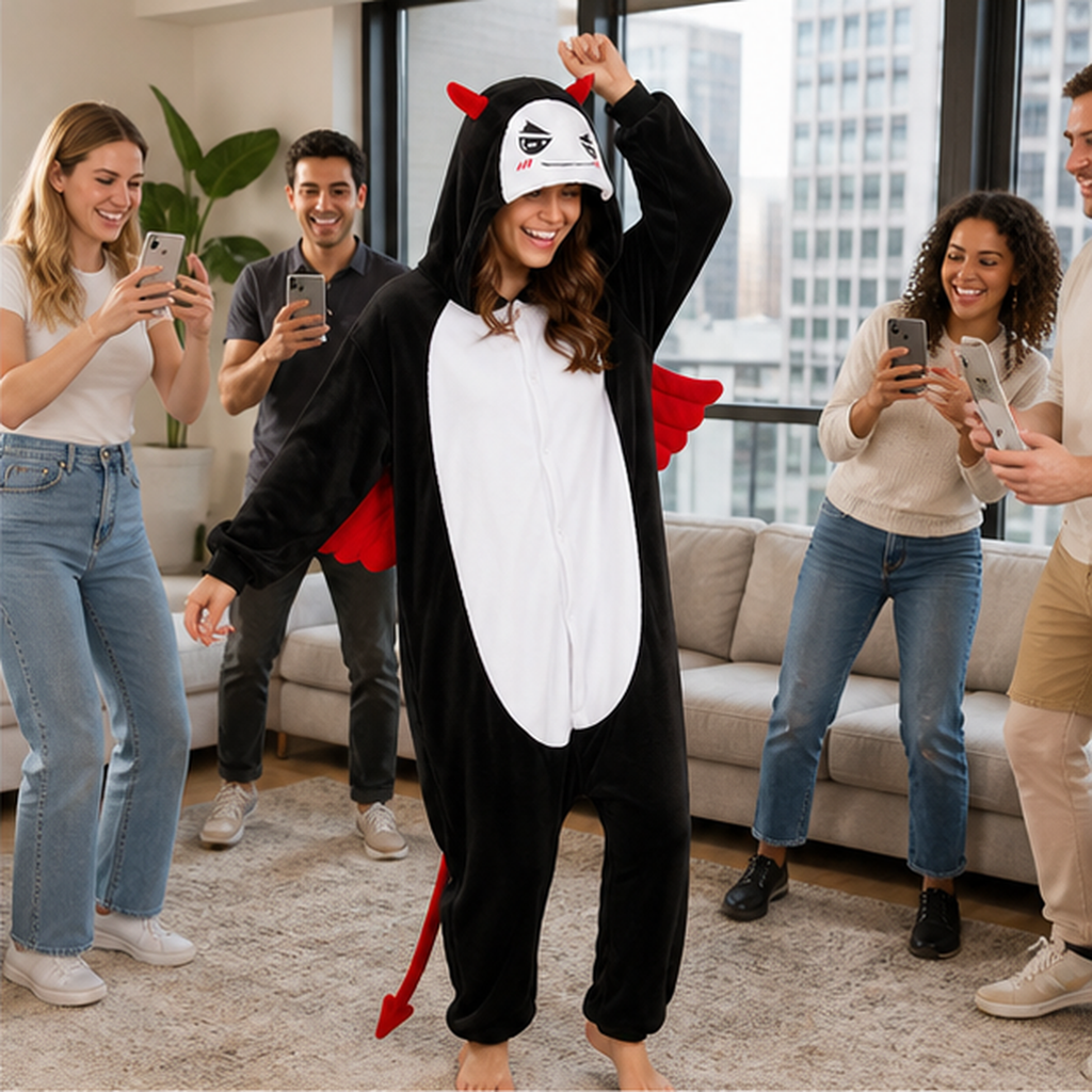 Anime Devil Character kigurumi onesie — 06 friends scene