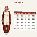 Brown Owl Kigurumi Onesie size guide