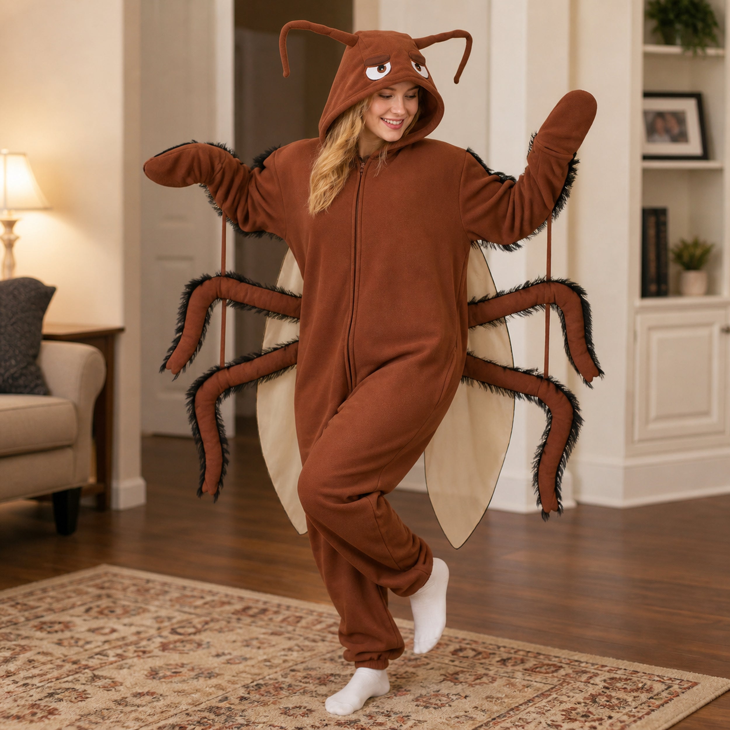Brown Cockroach Kigurumi Onesie lifestyle cord corrected v4