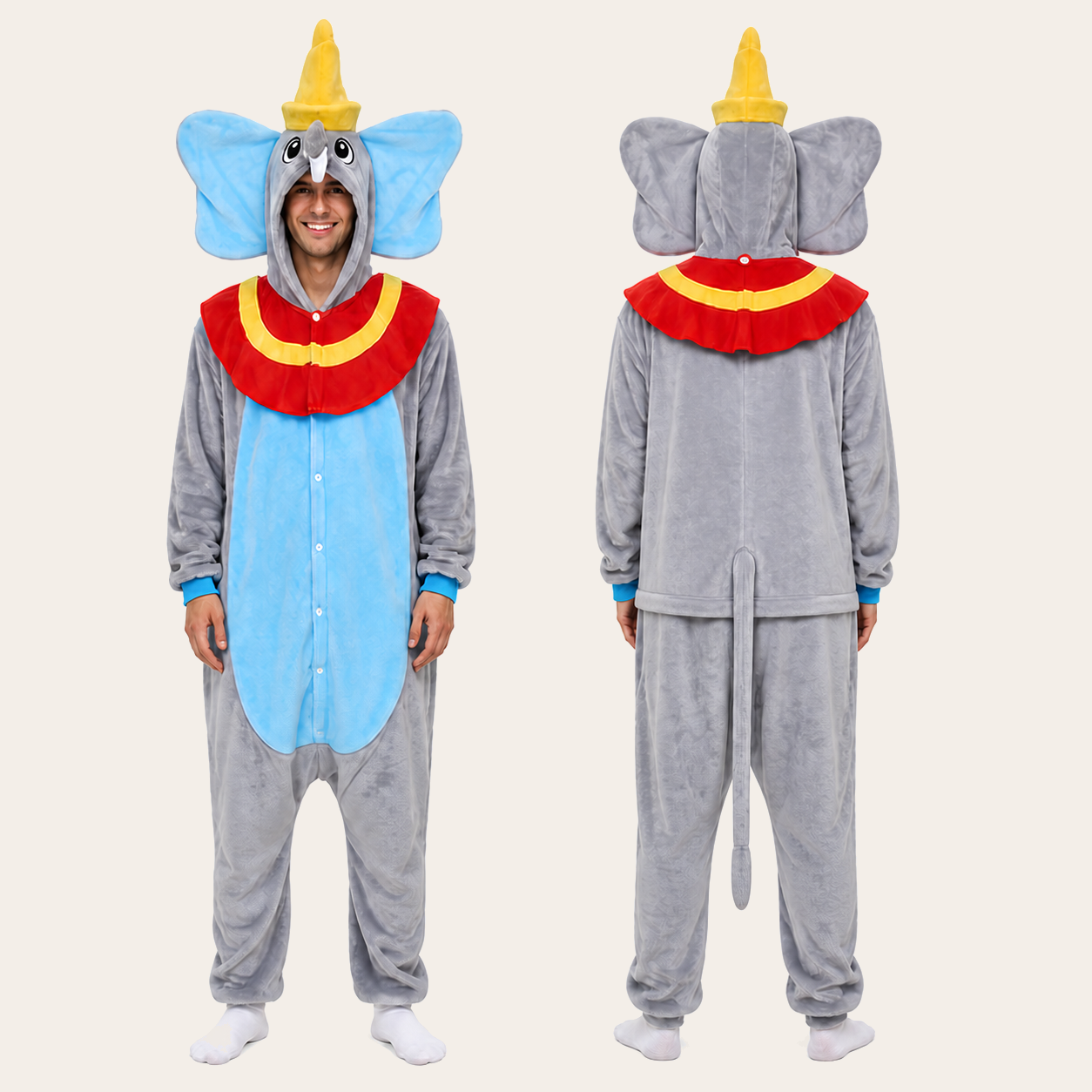 Dumbo Blue Elephant Kigurumi Onesie 02 front back