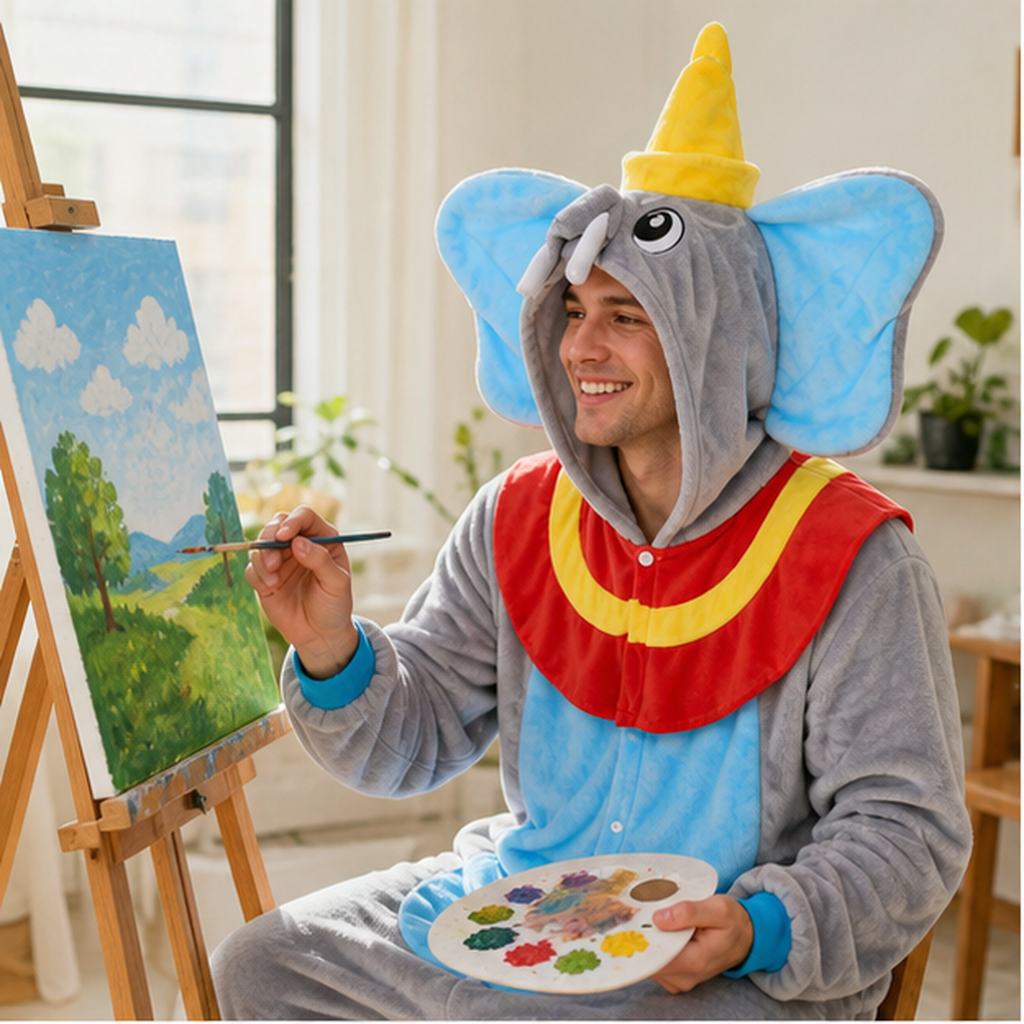 Dumbo Blue Elephant Kigurumi Onesie 05 home scene