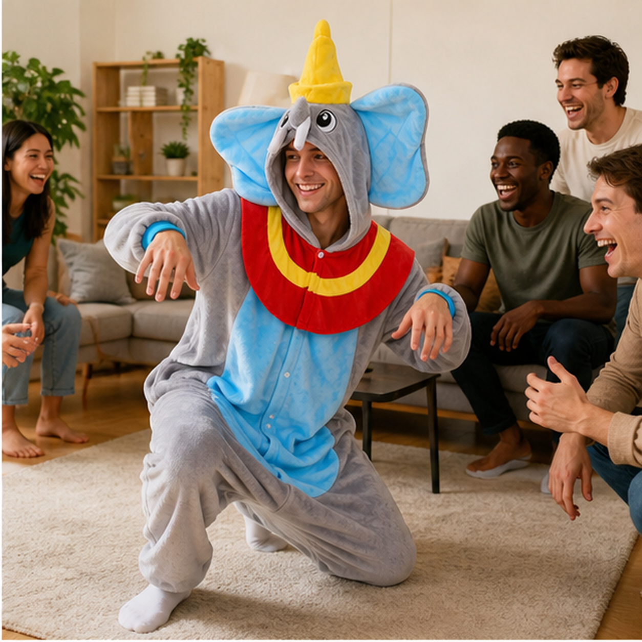 Dumbo Blue Elephant Kigurumi Onesie 06 friends scene
