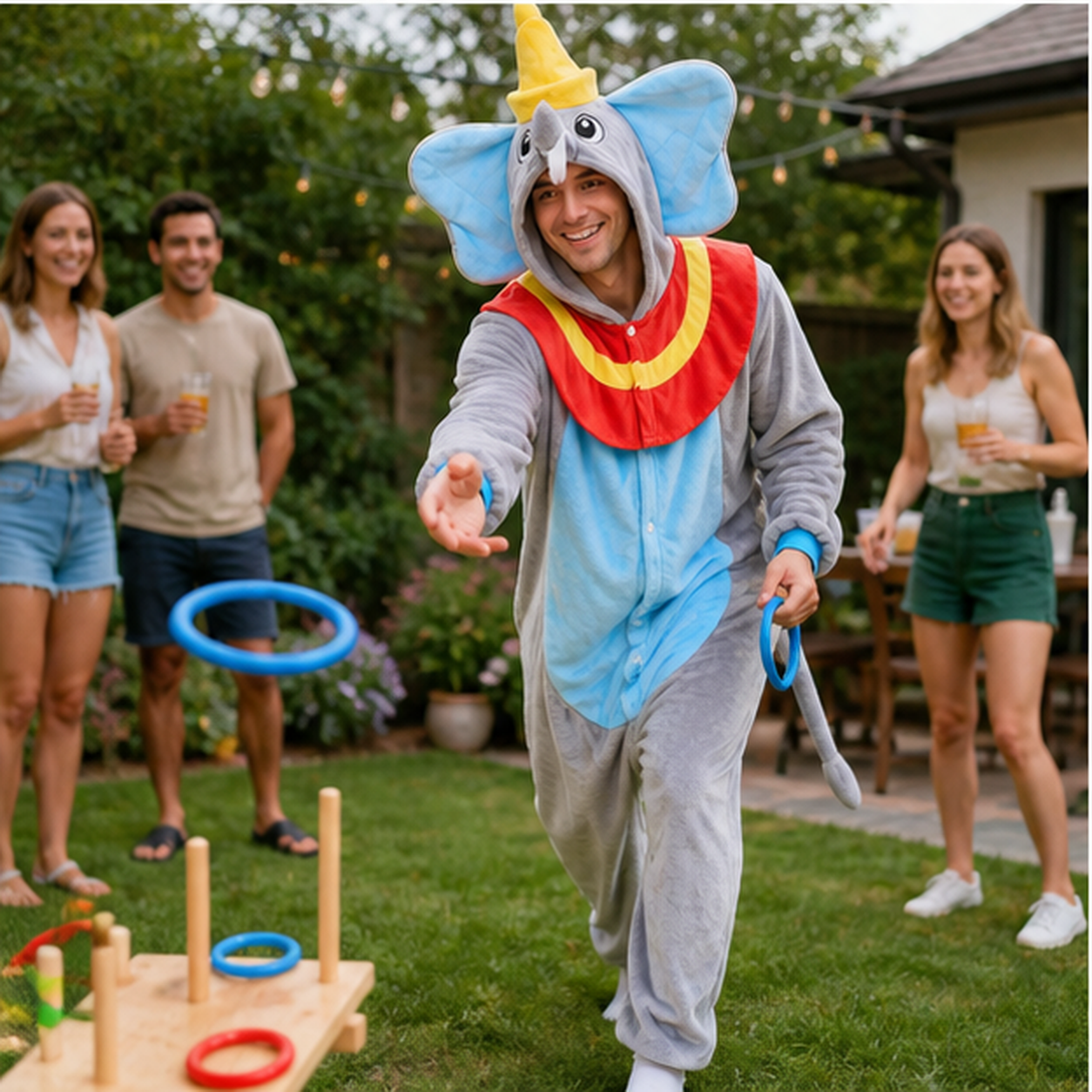 Dumbo Blue Elephant Kigurumi Onesie 07 outdoor scene
