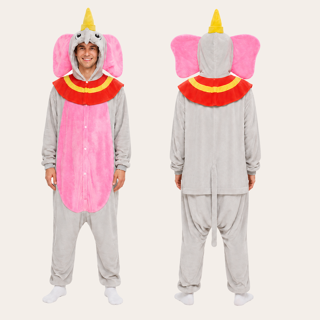 Dumbo Pink Elephant Kigurumi Onesie 02 front back