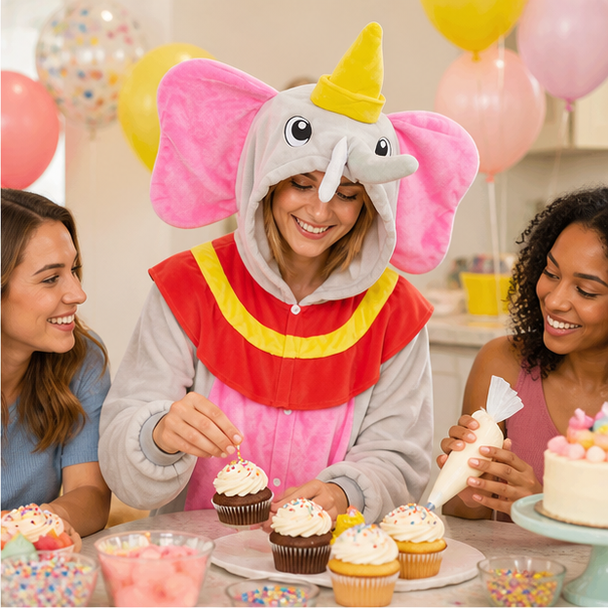 Dumbo Pink Elephant Kigurumi Onesie 06 friends scene
