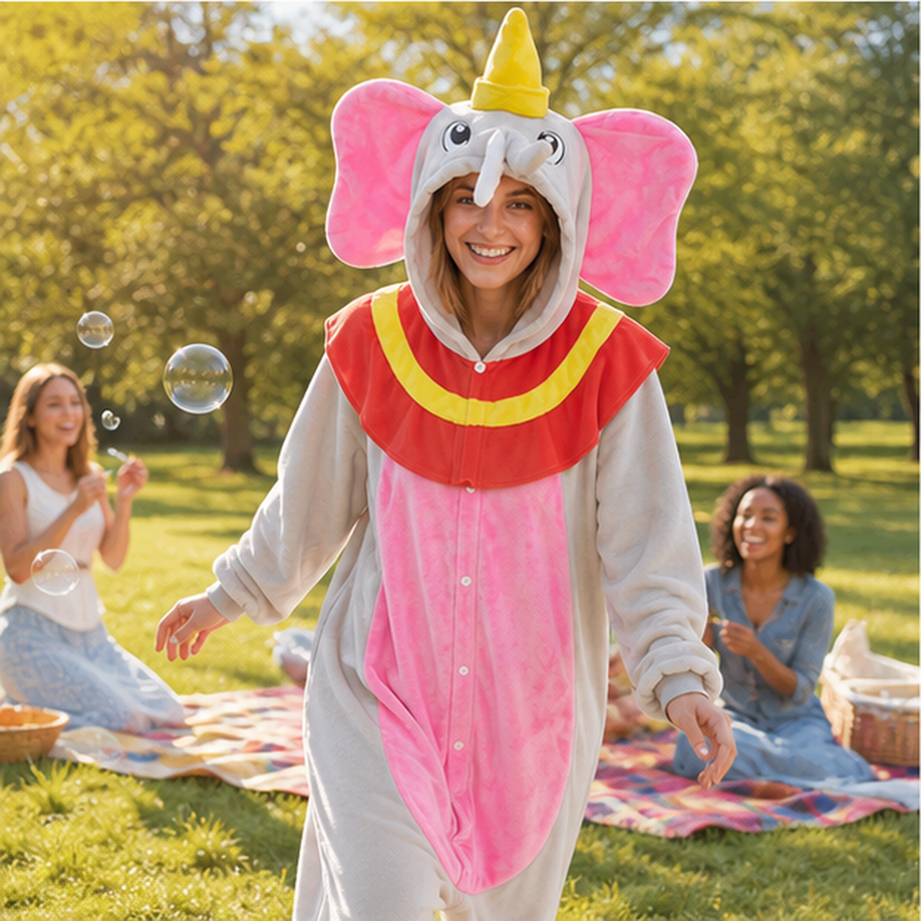 Dumbo Pink Elephant Kigurumi Onesie 07 outdoor scene