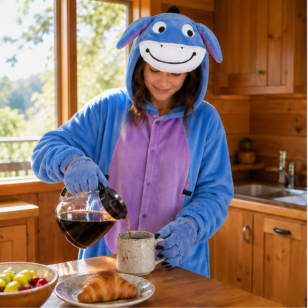 Eeyore kigurumi onesie — 05 home scene