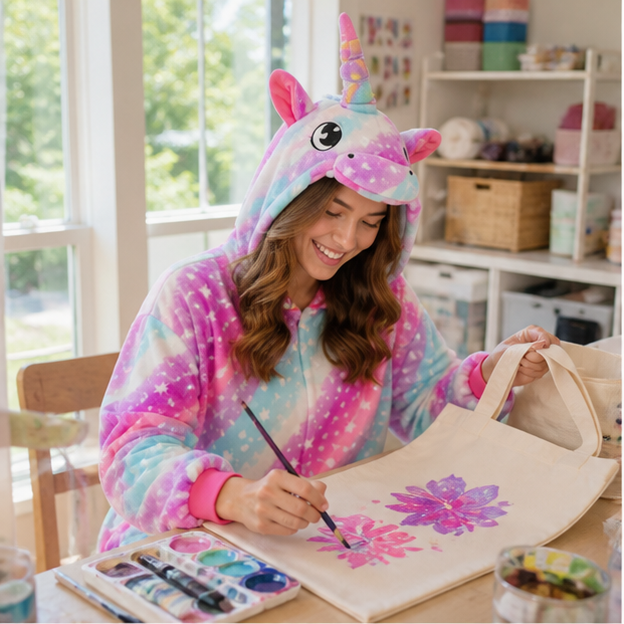 Galaxy Unicorn kigurumi onesie — 05 home scene