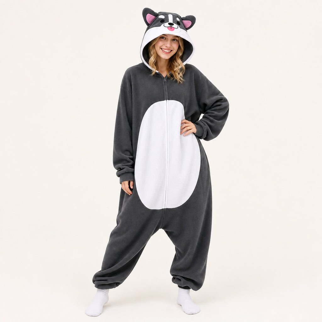 Gray Dog Kigurumi Onesie - second look