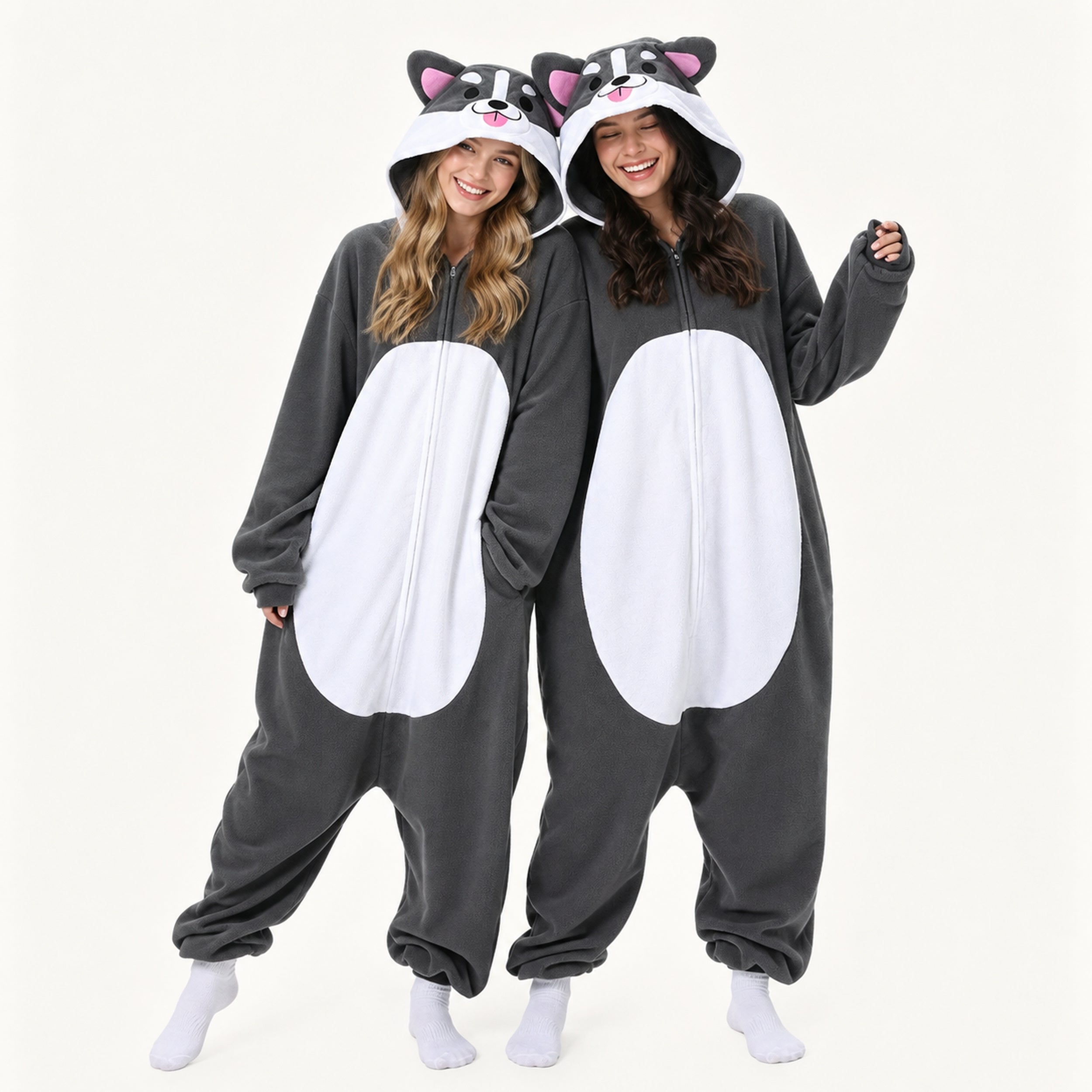 Gray Dog Kigurumi Onesie - matching colors
