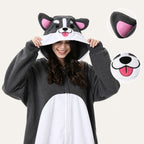 Gray Dog Kigurumi Onesie - character detail