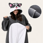 Gray Dog Kigurumi Onesie - soft texture