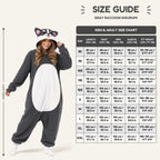 Gray Dog Kigurumi Onesie - size guide