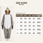 Gray Gull Kigurumi Onesie size guide
