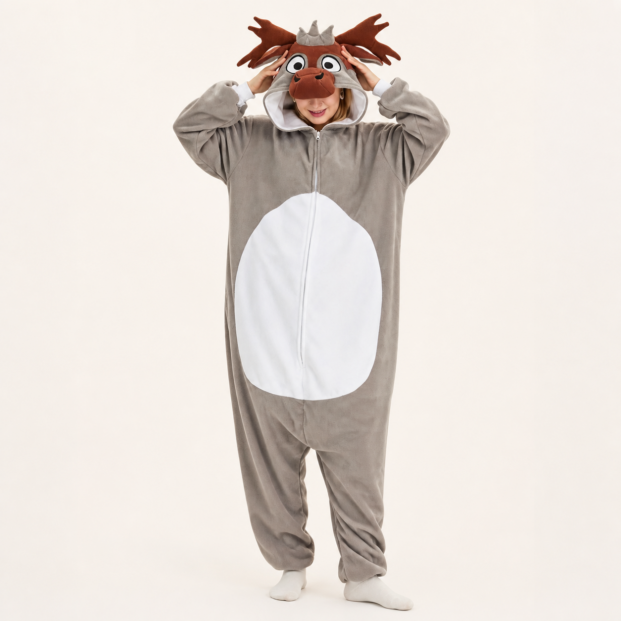 Gray Moose Kigurumi Onesie - hero