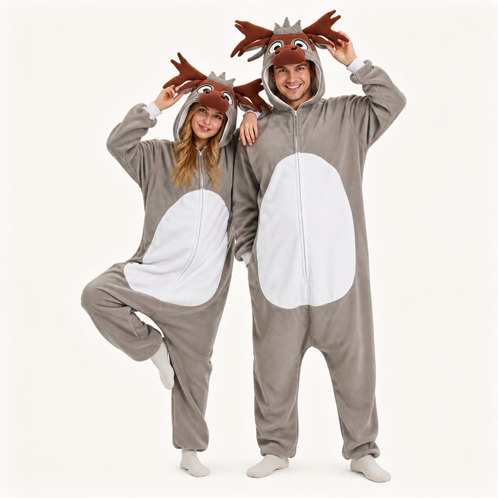 Gray Moose Kigurumi Onesie - matching colors