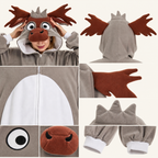 Gray Moose Kigurumi Onesie - character detail