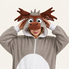 Gray Moose Kigurumi Onesie - soft texture