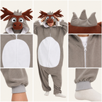 Gray Moose Kigurumi Onesie - feature details