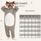 Gray Moose Kigurumi Onesie - size guide