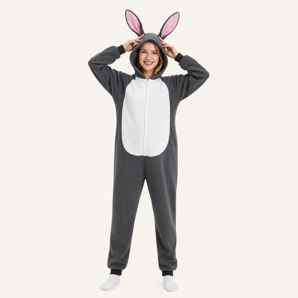 Gray Rabbit Kigurumi Onesie - hero
