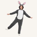 Gray Rabbit Kigurumi Onesie - dynamic look