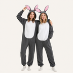 Gray Rabbit Kigurumi Onesie - matching colors
