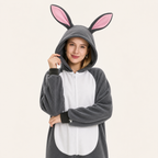 Gray Rabbit Kigurumi Onesie - soft texture