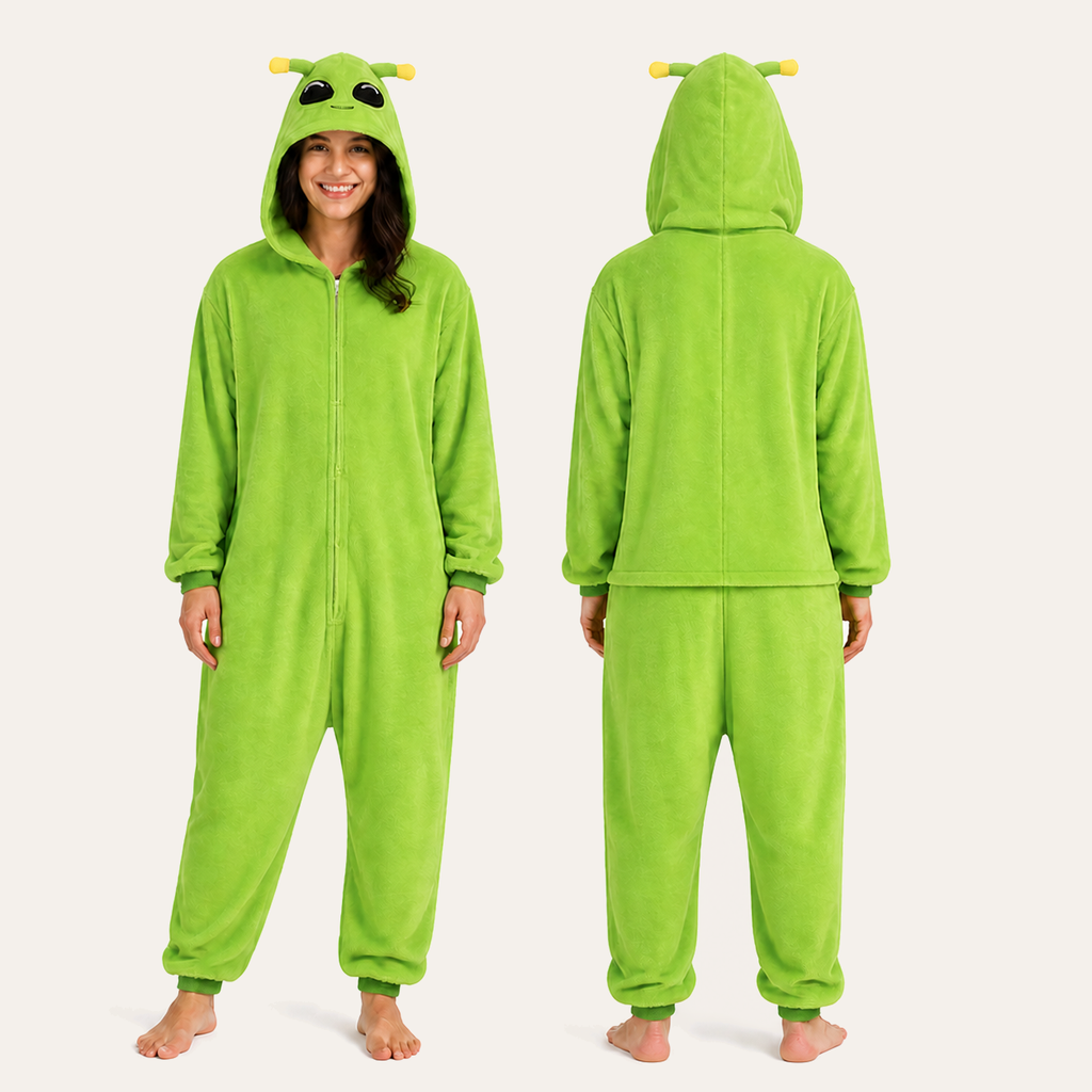 Green Alien Kigurumi Onesie 02 front back
