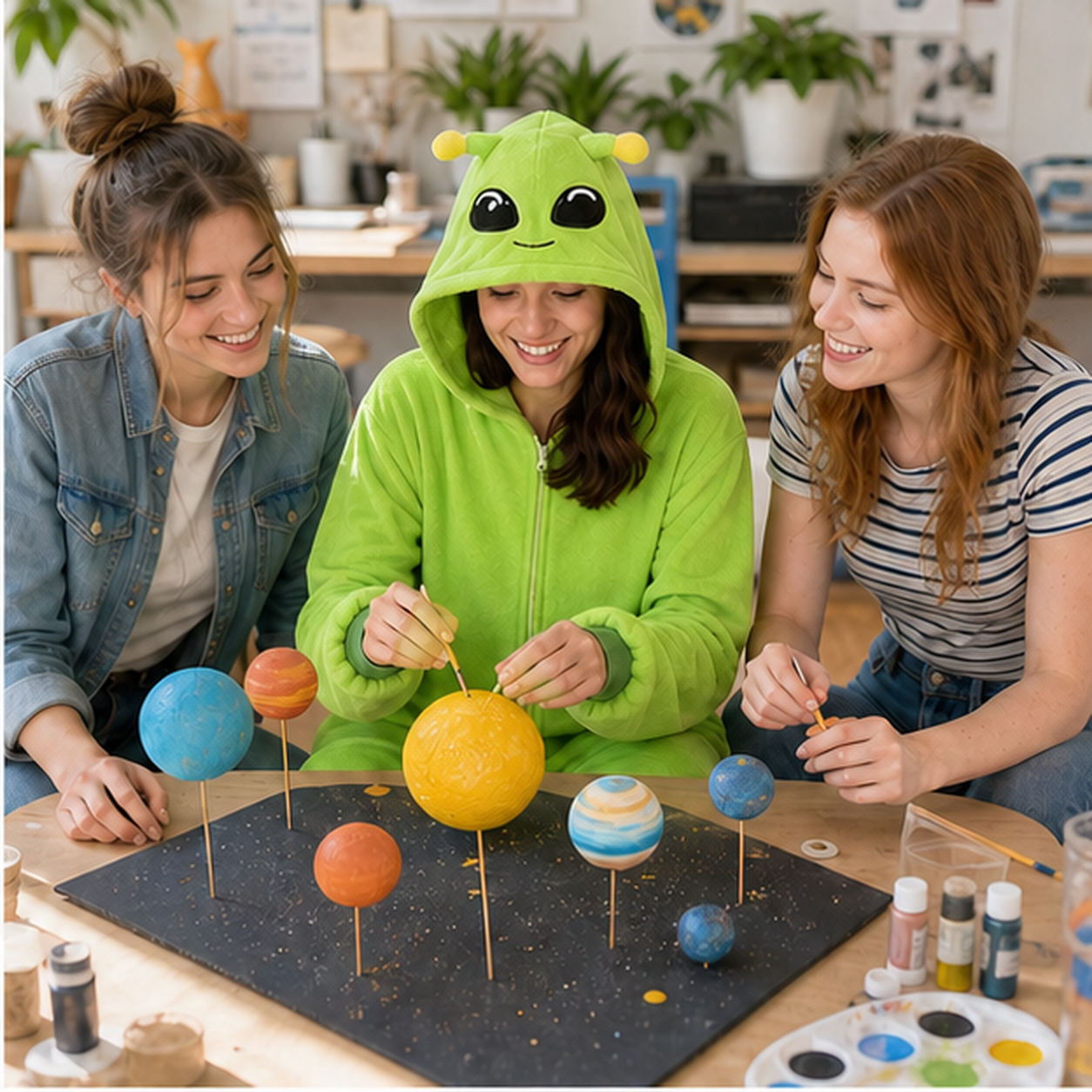 Green Alien Kigurumi Onesie 06 friends scene