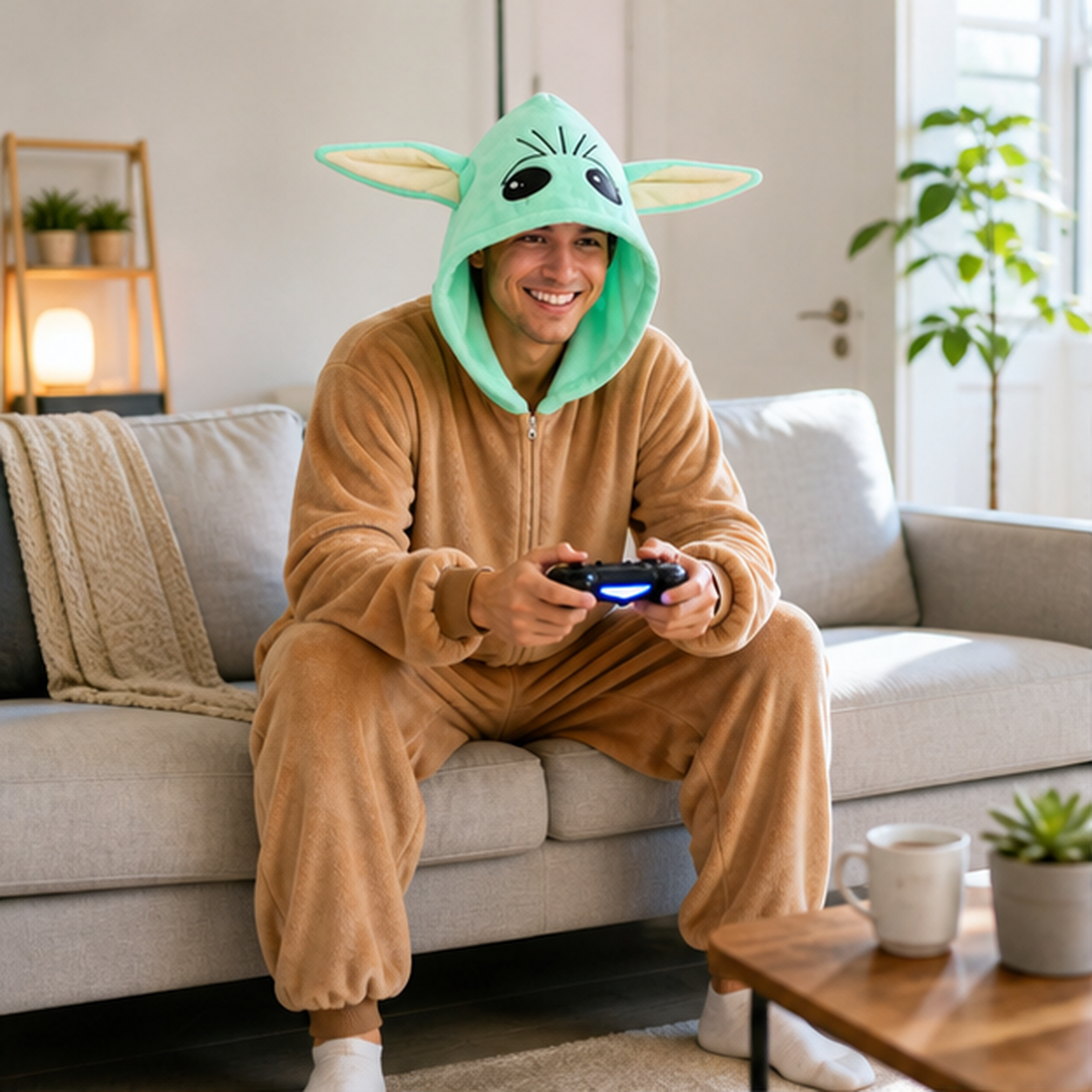 Grogu kigurumi onesie — 05 home scene