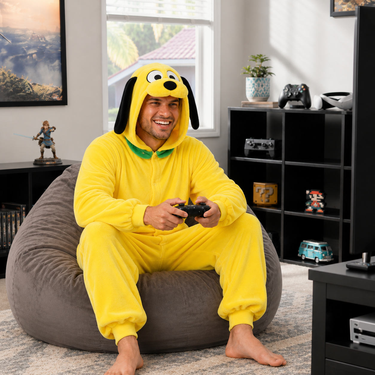 Jake the Dog kigurumi gaming at home