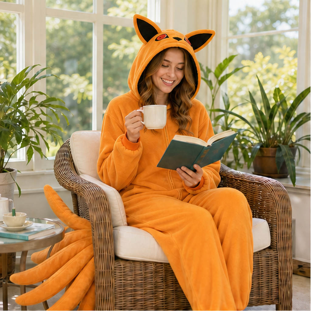 Kurama Nine-Tailed Fox Kigurumi Onesie 05 home scene