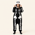 Big eye skeleton hooded onesie front view