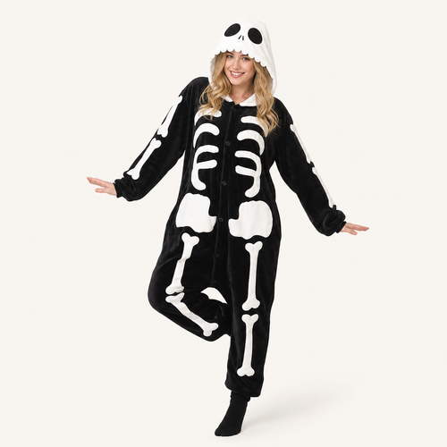 Big eye skeleton onesie styled pose