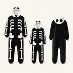 Skeleton onesie adult child and back views